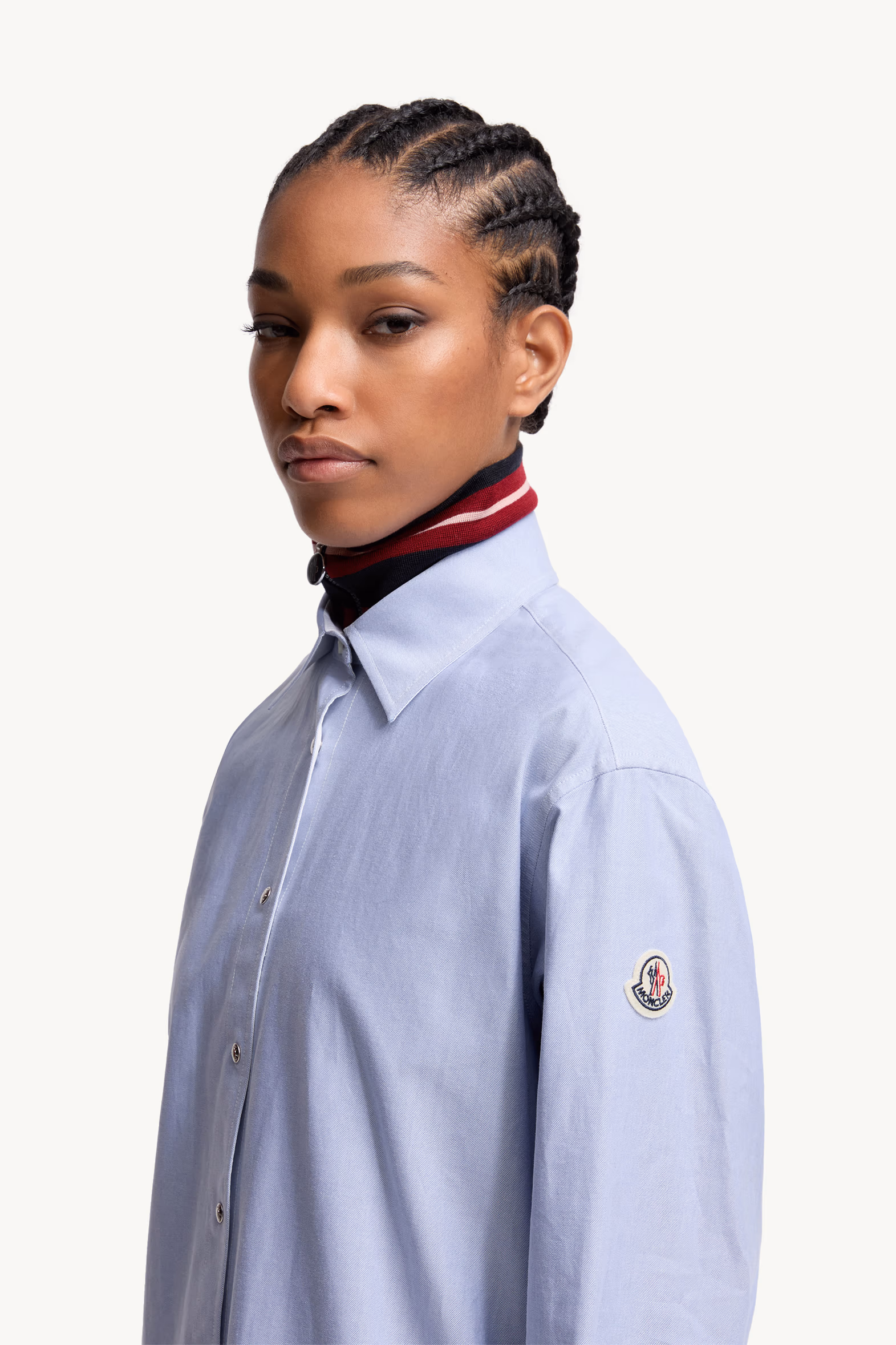 Oxford Cotton Long Sleeve Shirt Women Light Blue Moncler 4
